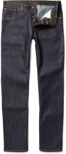 Nudie Jeans Average Joe Organic Straight-Leg Dry-Denim Jeans