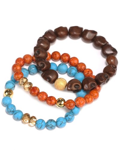 Tyler Mackenzie Designs Brown Skull Bracelet Set