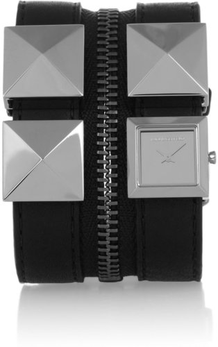 Karl Lagerfeld Karl Zip stainless steel and leather watch