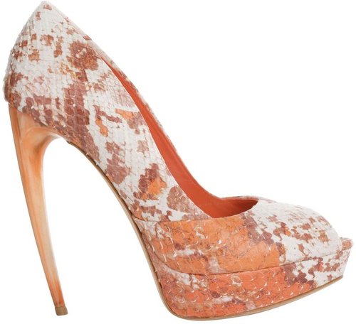 Froth Coral Python Horn Heel Peep-toe