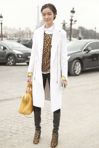 We love the high-impact contrast of leopard-print and crisp white outerwear.
We love the high-impact contrast of leopard-print and crisp white outerwear.
