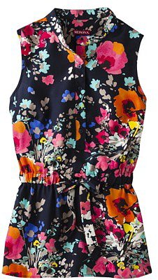 Merona® Women's Tunnel Waist Floral Blouse - Blue Beam