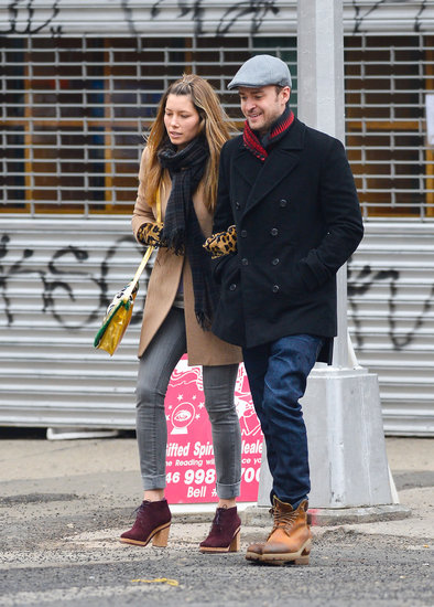 Justin Timberlake smiled as he walked with wife Jessica Biel in NYC. Justin Timberlake smiled as he walked with wife Jessica Biel in NYC.