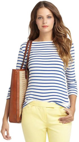 Three-Quarter Sleeve Boatneck Knit Top