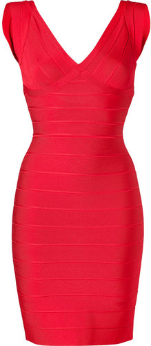 Hervé Léger Lipstick V-Neck Bandage Dress