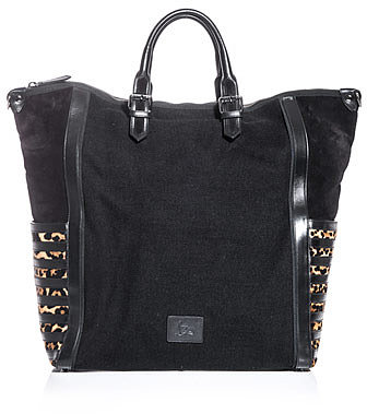 Christian Louboutin Maurice jute and leopard bag