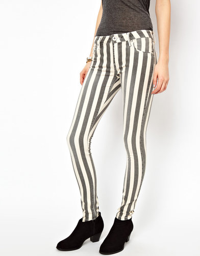 River Island Amelie Skinny Jean In Stripe Denim
