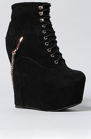 Jeffrey Campbell The Damsel Claw Shoe in Black Suede and Copper