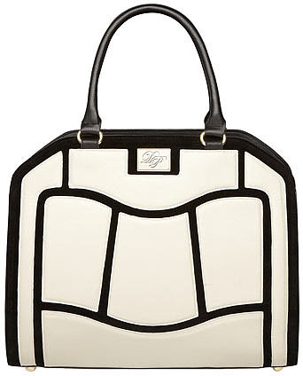 White and black pannelled bag