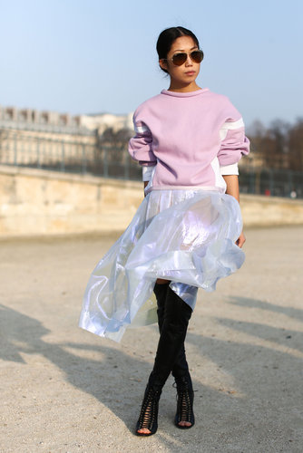 Fashion-forward sportswear and a statement-making skirt.
Fashion-forward sportswear and a statement-making skirt.