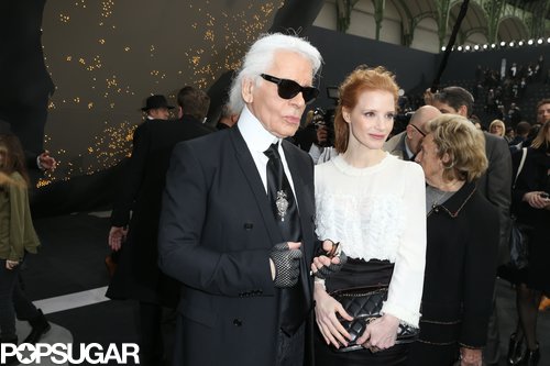Jessica Chastain chatted with Karl Lagerfeld.
Jessica Chastain chatted with Karl Lagerfeld.