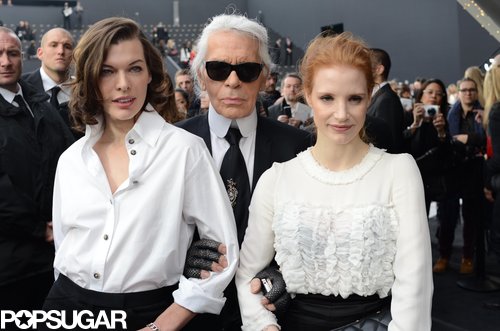 Jessica Chastain and Milla Jovovich Get Chic at the Chanel Show Jessica Chastain and Milla Jovovich Get Chic at the Chanel Show