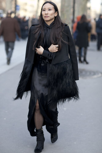 The textural detailing gave this black look a Gothic feel.
The textural detailing gave this black look a Gothic feel.