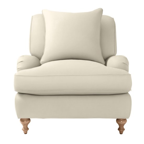 This white linen chair ($1,450–$1,750) has an effortlessly chic feel, similar to the seating in each villa.
This white linen chair ($1,450–$1,750) has an effortlessly chic feel, similar to the seating in each villa.