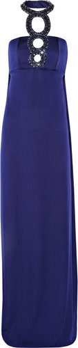 Azzaro Divine embellished silk-charmeuse gown