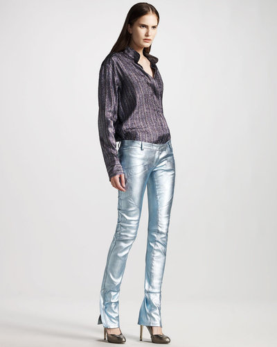 Balmain Leather Glitter Pants