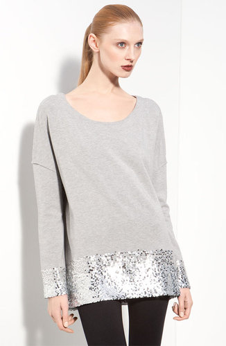 Donna Karan Collection Sequin Trim Jersey Pullover