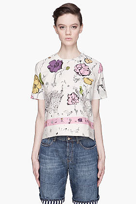 MARNI EDITION Pale beige sketch print t-shirt