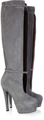 Halston Cutout suede knee boots
