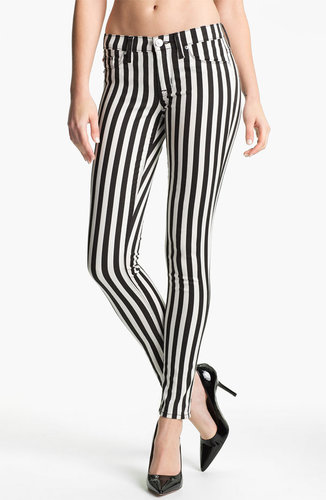 Hudson Jeans 'Krista' Stripe Super Skinny Jeans (Black/White Stripe)