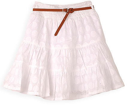 Self Spot Tiered Cotton Skirt