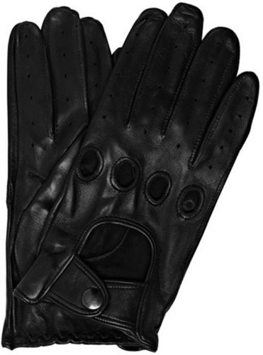 All Gloves black leather snap close driving gloves