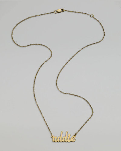 Jennifer Zeuner Script Nameplate Necklace, Yellow Gold