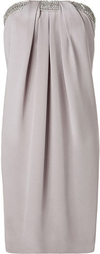 Azzaro Crystal Grey Jeweled Strapless Dress