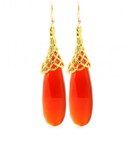 Alexis Bittar WOVEN CAPPED CARNELIAN EARRINGS