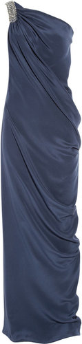 Azzaro Leoni crystal-embellished silk gown