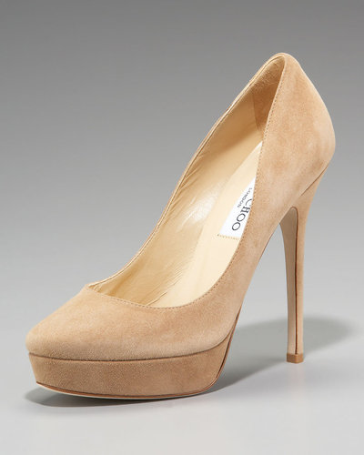 Jimmy Choo Suede Platform Pump, Nude