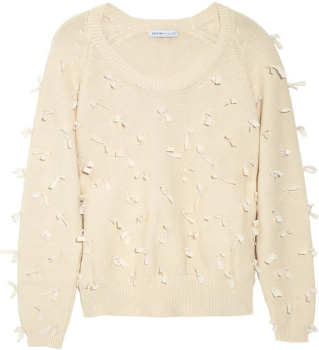 See by Chloé Bow-appliquéd knitted cotton sweater