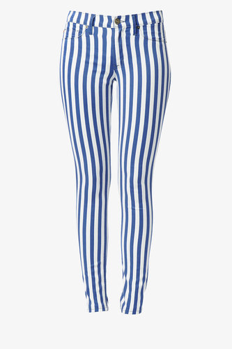 Nico Mid-Rise Super Skinny- Navy & White Stripes