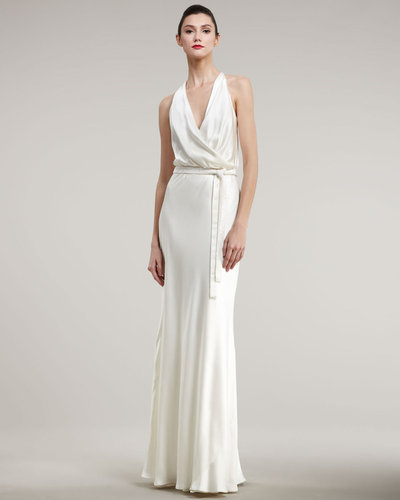 Nicole Miller Cowl-Neck Tie-Waist Gown