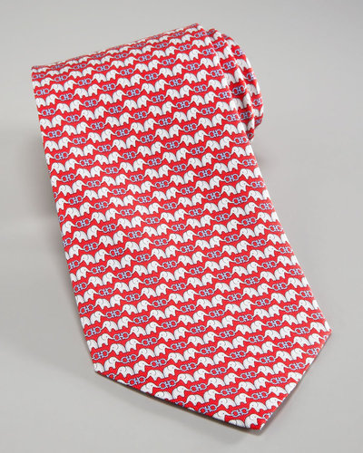 Salvatore Ferragamo Elephants & Gancini Tie, Red