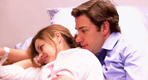They name their daughter Cece, and after she's born, Jim cuddles up to Pam to celebrate the moment.
They name their daughter Cece, and after she's born, Jim cuddles up to Pam to celebrate the moment.