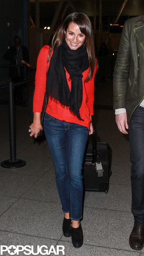 Lea Michele and Cory Monteith Land in NYC Hand in Hand Lea Michele and Cory Monteith Land in NYC Hand in Hand