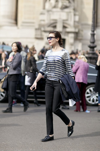 Sequined stripes put a high-shine spin on classic Parisian style.
Sequined stripes put a high-shine spin on classic Parisian style.