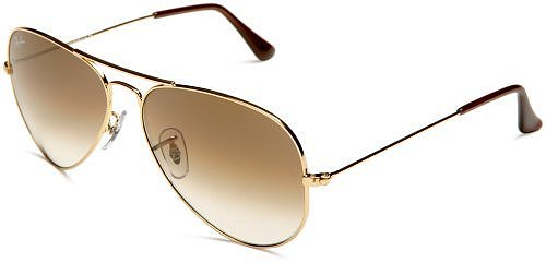 Ray-Ban RB3025 Aviator Large Metal Sunglasses 58 mm, Non-Polarized, Gold/Brown Fade