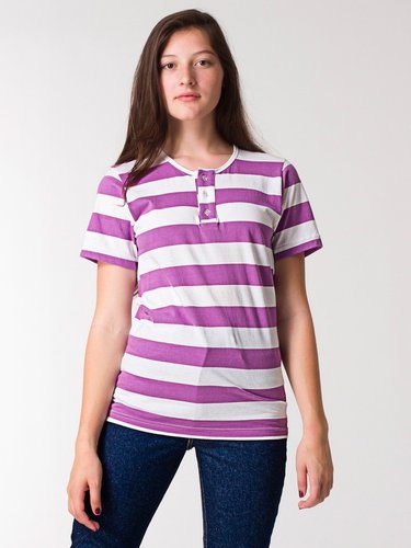 Unisex Cotton Stripe Jersey Short Sleeve Tab T-Shirt