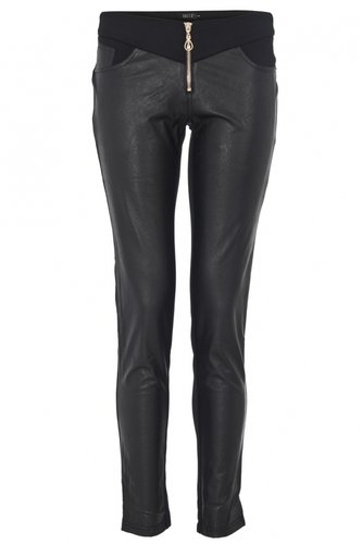 Black Faux Leather Front Jeggings