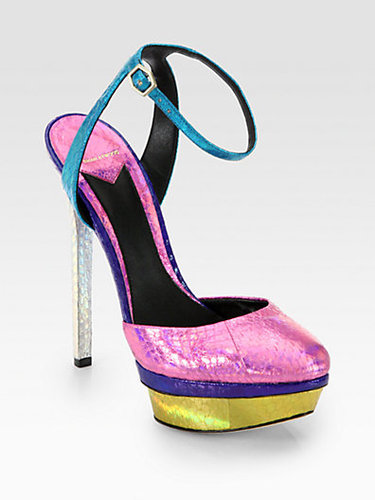 B Brian Atwood Fontenay Metallic Snakeskin Platform Pumps