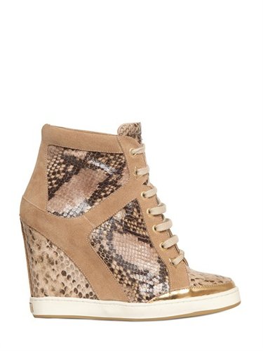 Jimmy Choo - 100mm Printed Calfskin Sneaker Wedges
