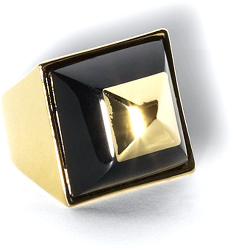 Geometric Cocktail Ring Black