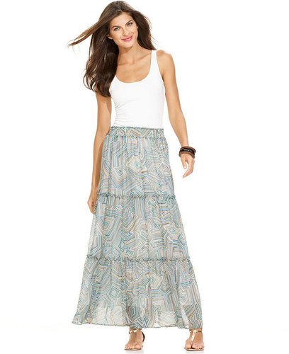 Ellen Tracy Skirt, Printed Sheer Maxi