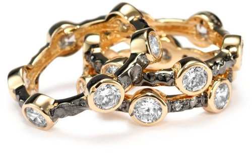 Belargo Jewelry "SOHO" Two Tone Starry Night Set of 3 Stack Rings