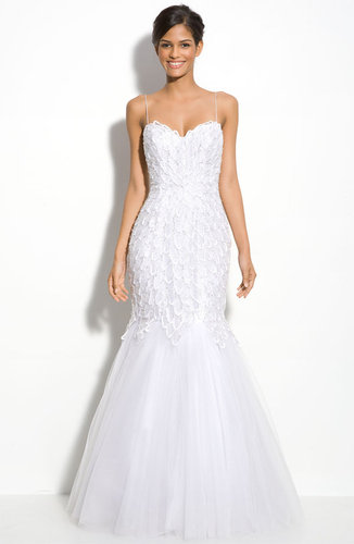 Alberto Makali Beaded Spaghetti Strap Mermaid Gown