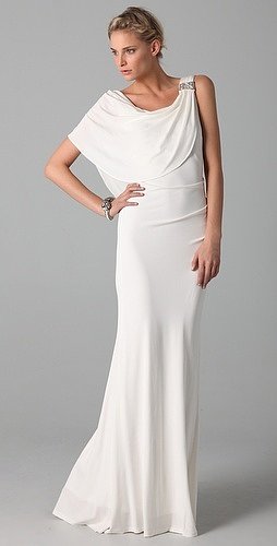 Badgley mischka collection Gown with Beaded Shoulder