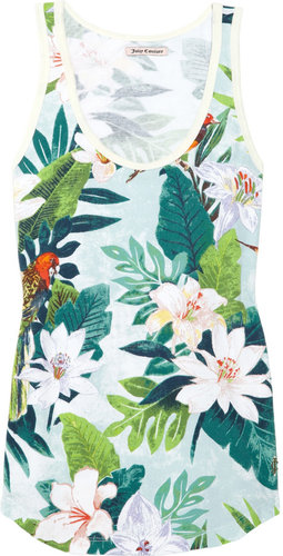 Juicy Couture Tropical-print stretch-cotton piqué tank