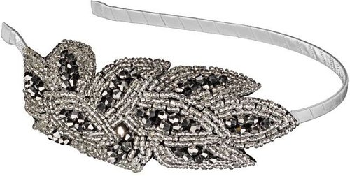Elle Beaded Silver Flower Headband